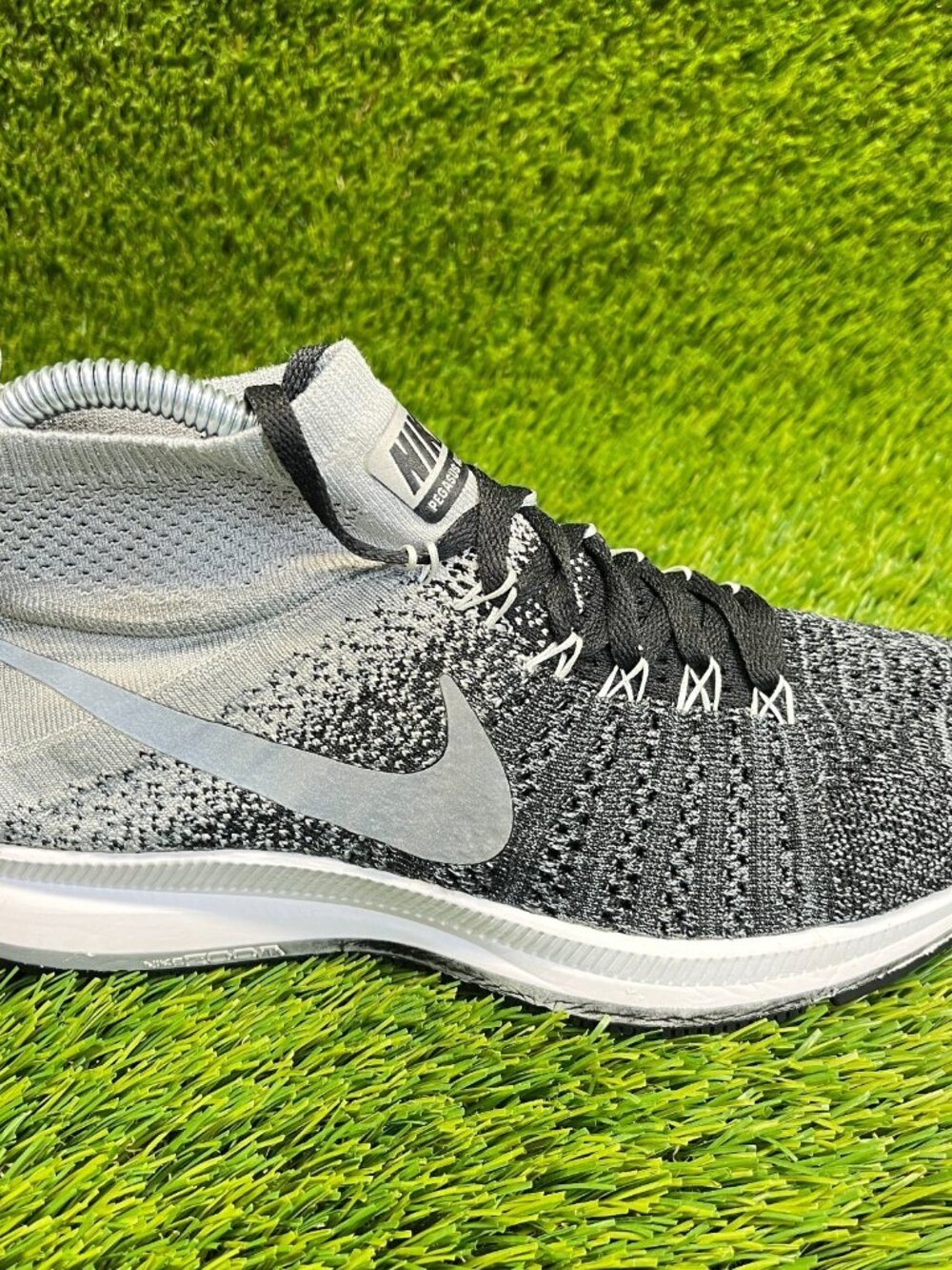 Nike Zoom Pegasus All Out FK Womens Size 6.5 Black Gray Walking Shoes Sneakers